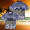 Kansas Jayhawks Palm Horizon Blue Hawaiian Shirt