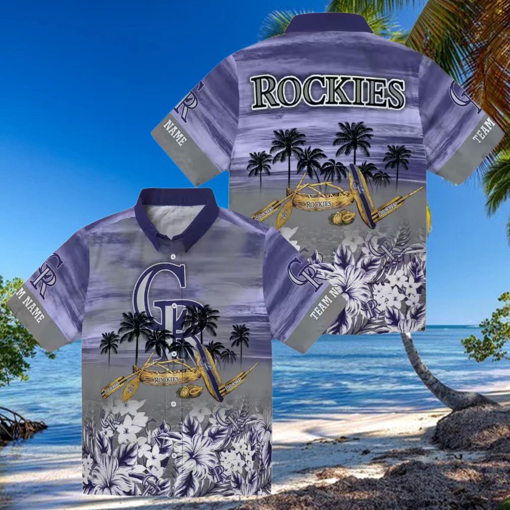 MLB Colorado Rockies Personalized Hawaiian Shirt Tropical Canoe Blue Shirt for Summer Beach MLB Colorado Rockies Personalized Hawaiian Shirt Tropical Canoe Blue Shirt for Summer Beach