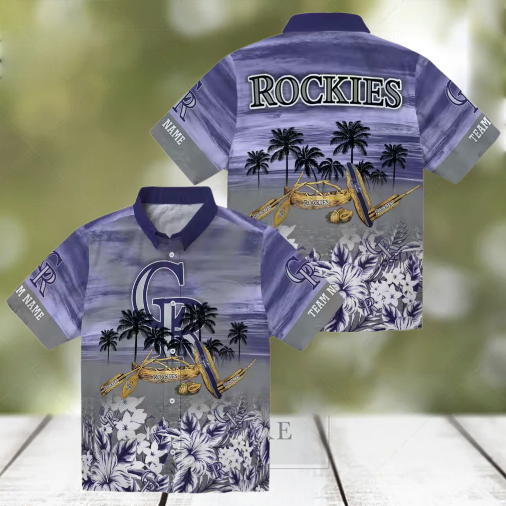 MLB Colorado Rockies Personalized Hawaiian Shirt Tropical Canoe Blue Shirt for Summer Beach MLB Colorado Rockies Personalized Hawaiian Shirt Tropical Canoe Blue Shirt for Summer Beach