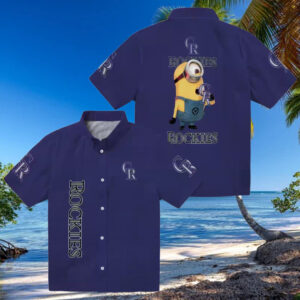 MLB Colorado Rockies Stuart Minion Blue Hawaiian Shirt Summer Fan Apparel for Baseball Fans