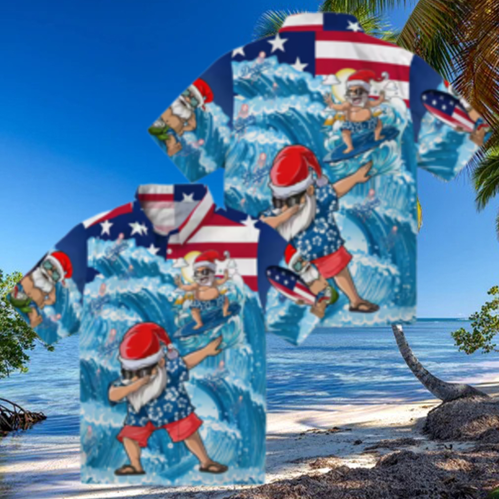 MLB Dodgers Surfing Santa Holiday Shirt Blue Tropical Hawaiian Style MLB Dodgers Surfing Santa Holiday Shirt Blue Tropical Hawaiian Style