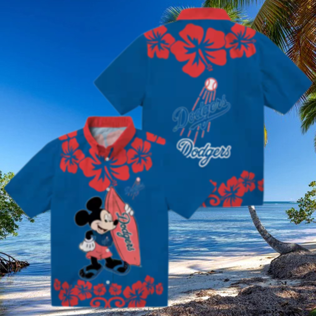 MLB Dodgers Tropical Aloha Short Sleeve Shirt Mickey Mouse Beach Print for Men & Women MLB Dodgers Tropical Aloha Short Sleeve Shirt Mickey Mouse Beach Print for Men & Women
