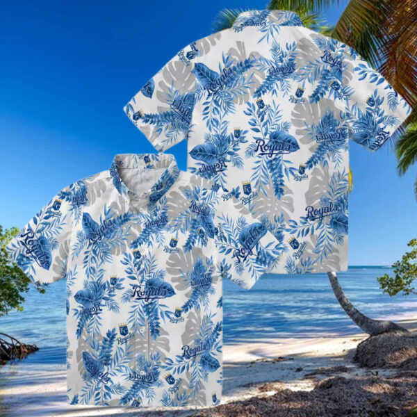 MLB Fan Kansas City Royals Tropical Leaves Aloha Shirt   Hawaiian Style, Beach & Summer Vibes