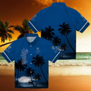 MLB Fans Kansas City Royals Beach Sunset Hawaiian Shirt   Royal Blue & Black Aloha Style