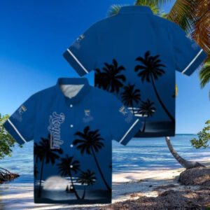 MLB Fans Kansas City Royals Beach Sunset Hawaiian Shirt   Royal Blue & Black Aloha Style
