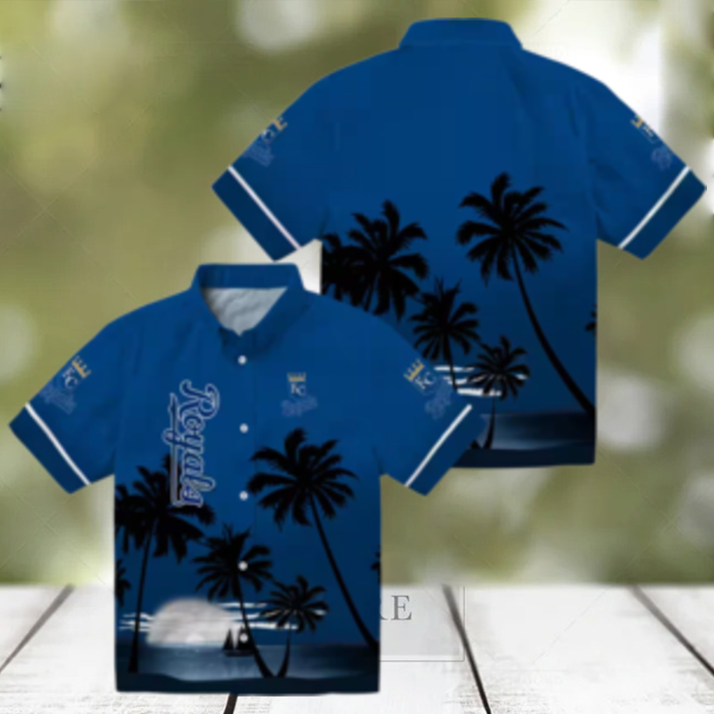 MLB Fans Kansas City Royals Beach Sunset Hawaiian Shirt Royal Blue & Black Aloha Style MLB Fans Kansas City Royals Beach Sunset Hawaiian Shirt Royal Blue & Black Aloha Style