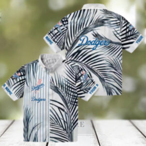 MLB Los Angeles Dodgers Beach Button Up Shirt Summer Palm Tree Print for Fans