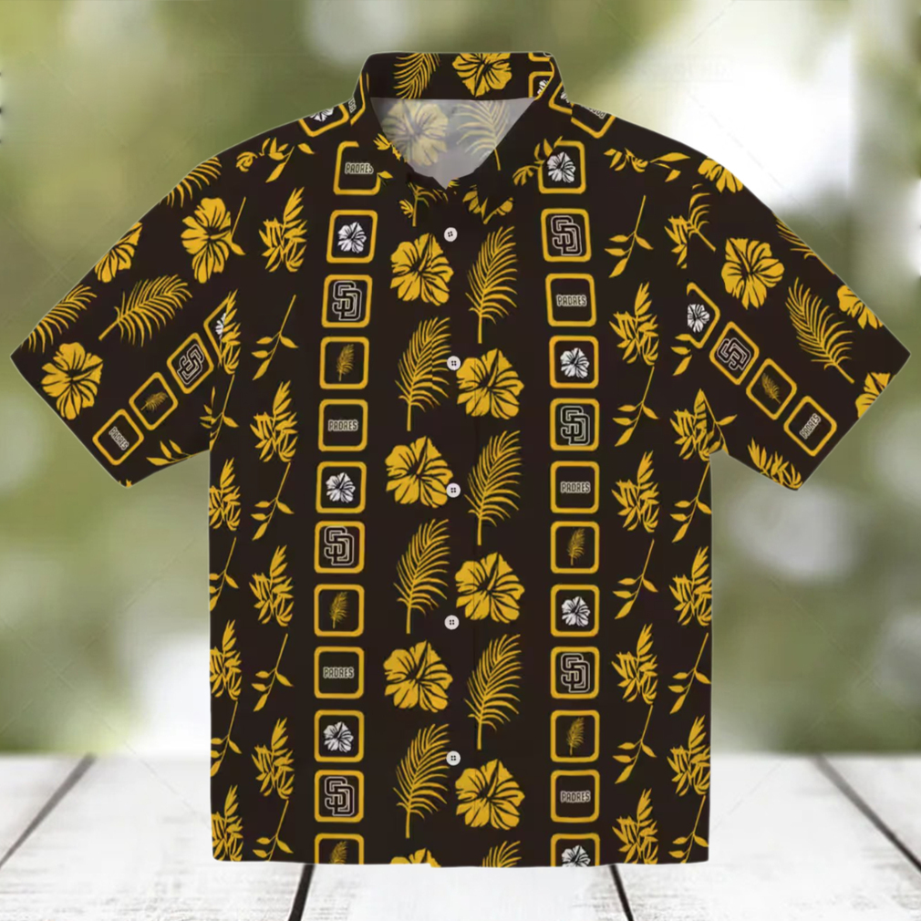 MLB San Diego Padres Hawaiian Shirt Brown Palm Print for Tailgate Party MLB San Diego Padres Hawaiian Shirt Brown Palm Print for Tailgate Party