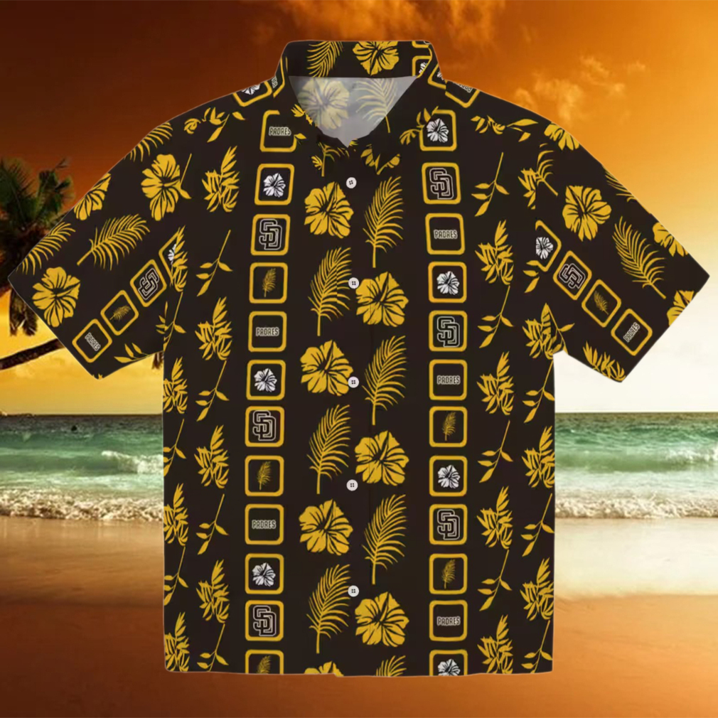 MLB San Diego Padres Hawaiian Shirt Brown Palm Print for Tailgate Party MLB San Diego Padres Hawaiian Shirt Brown Palm Print for Tailgate Party
