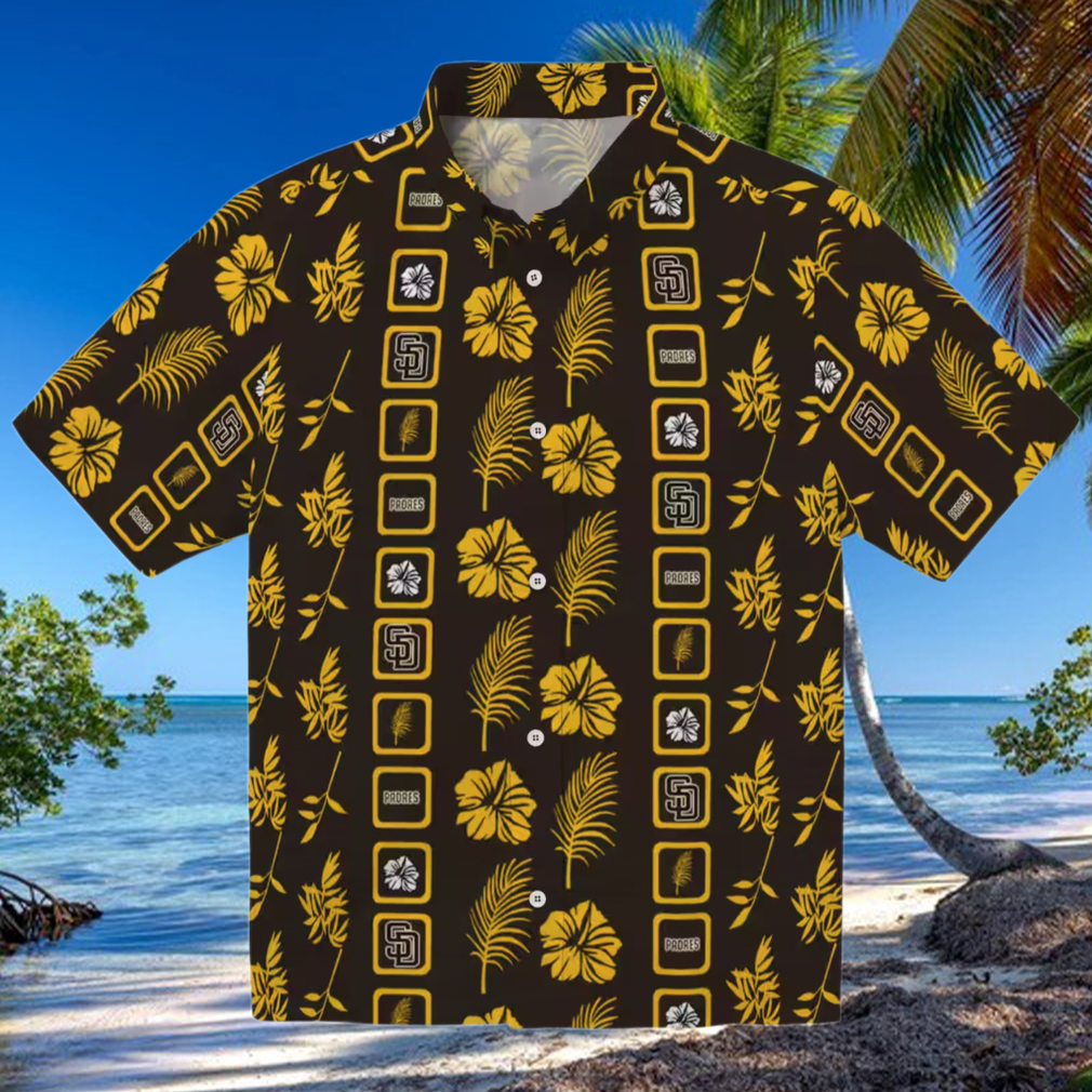 MLB San Diego Padres Hawaiian Shirt Brown Palm Print for Tailgate Party MLB San Diego Padres Hawaiian Shirt Brown Palm Print for Tailgate Party