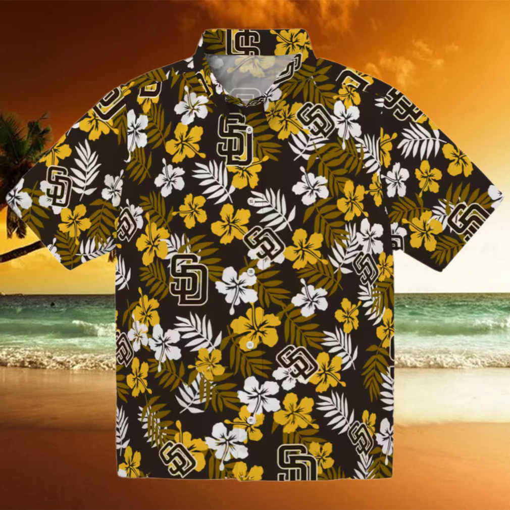 MLB San Diego Padres Tropical Floral Hawaiian Shirt Perfect Summer Beachwear MLB San Diego Padres Tropical Floral Hawaiian Shirt Perfect Summer Beachwear