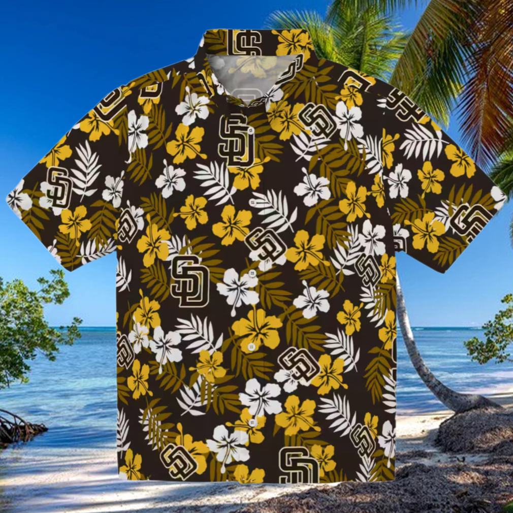 MLB San Diego Padres Tropical Floral Hawaiian Shirt Perfect Summer Beachwear MLB San Diego Padres Tropical Floral Hawaiian Shirt Perfect Summer Beachwear