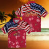 Women’s Kansas City Royals Aloha Hawaiian Shirt   Blue Palm & Surfboard Design
