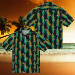 MLB St. Louis Cardinals Hawaiian Shirt with Corn Motifs   Black & Green Summer Shirt for Fans