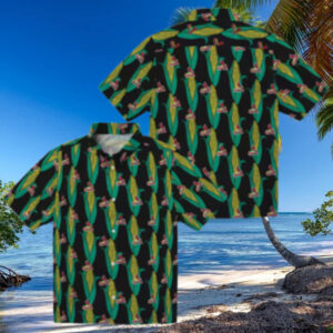 MLB St. Louis Cardinals Hawaiian Shirt with Corn Motifs   Black & Green Summer Shirt for Fans