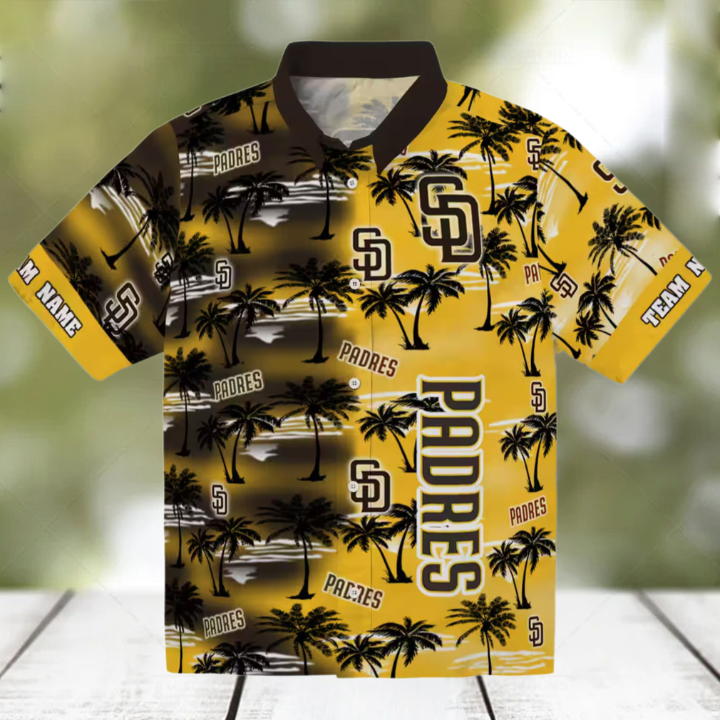 MLB Team San Diego Padres Hawaiian Shirt Brown Palm Silhouette Custom Fan Edition MLB Team San Diego Padres Hawaiian Shirt Brown Palm Silhouette Custom Fan Edition