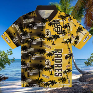 MLB Team San Diego Padres Hawaiian Shirt Brown Palm Silhouette Custom Fan Edition
