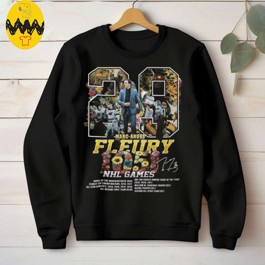 Marc Andre Fleury 1051 NHL Game Signature Unisex T Shirt Marc Andre Fleury 1051 NHL Game Signature Unisex T Shirt