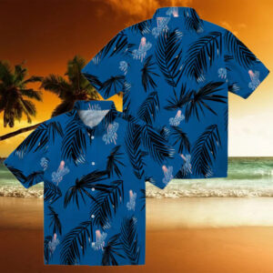 Men’s Los Angeles Dodgers Hawaiian Shirt   Blue Aloha Palm Leaf Game Day Outfit