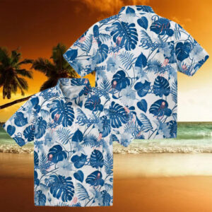 Men’s MLB Dodgers Hawaiian Shirt Blue Floral Tropical Beach Vacation Style