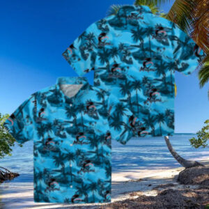 Men’s Miami Marlins Hawaiian Shirt   Tropical Coastal Palms Gift for Baseball Fans