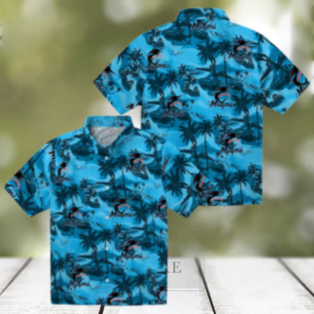 Men’s Miami Marlins Hawaiian Shirt Tropical Coastal Palms Gift for Baseball Fans Men’s Miami Marlins Hawaiian Shirt Tropical Coastal Palms Gift for Baseball Fans