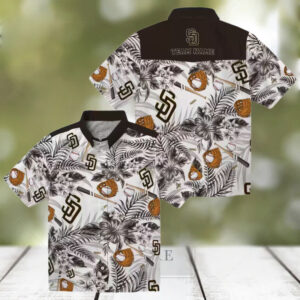 Men’s San Diego Padres Floral Hawaiian Shirt Brown & White Game Day Wear