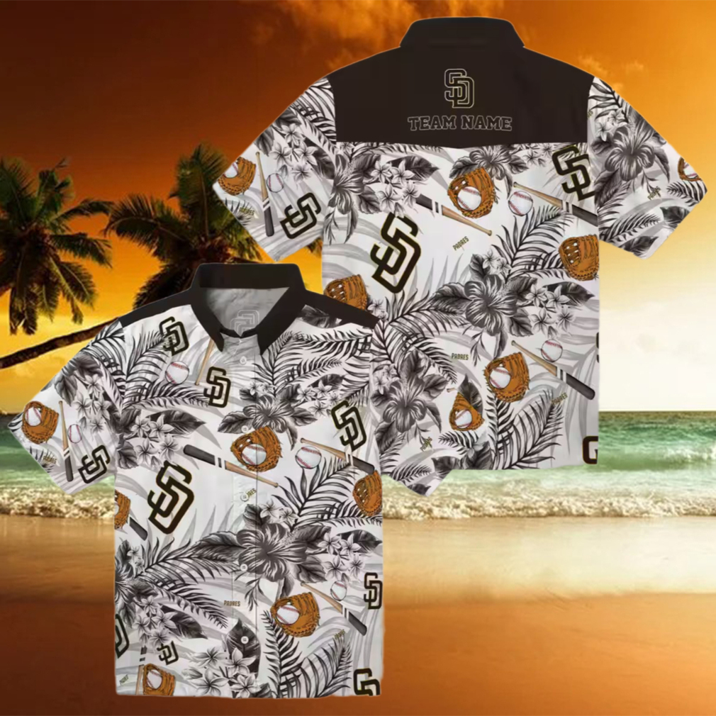 Men’s San Diego Padres Floral Hawaiian Shirt Brown & White Game Day Wear Men’s San Diego Padres Floral Hawaiian Shirt Brown & White Game Day Wear