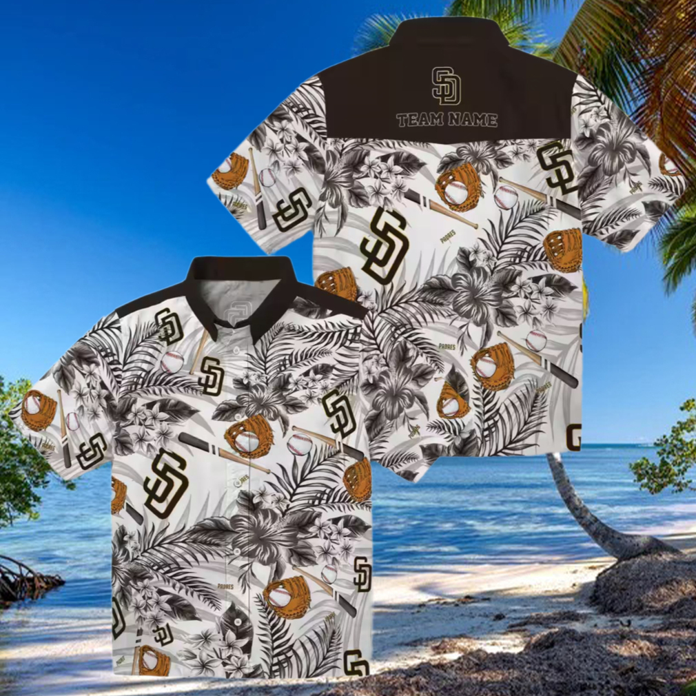 Men’s San Diego Padres Floral Hawaiian Shirt Brown & White Game Day Wear Men’s San Diego Padres Floral Hawaiian Shirt Brown & White Game Day Wear