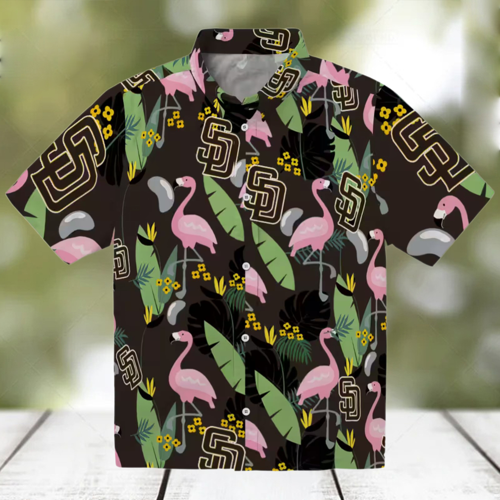 Men’s San Diego Padres Tropical Shirt Brown Flamingo Summer Apparel Men’s San Diego Padres Tropical Shirt Brown Flamingo Summer Apparel