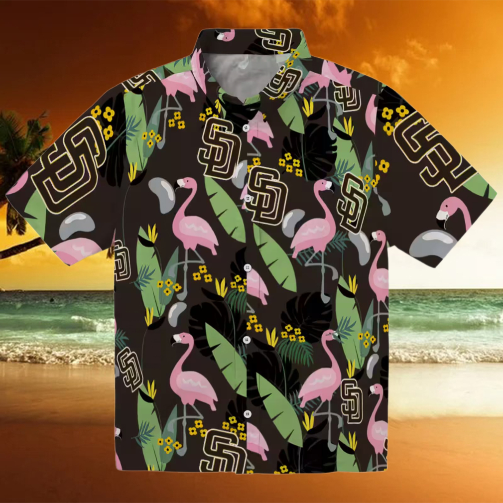 Men’s San Diego Padres Tropical Shirt Brown Flamingo Summer Apparel Men’s San Diego Padres Tropical Shirt Brown Flamingo Summer Apparel