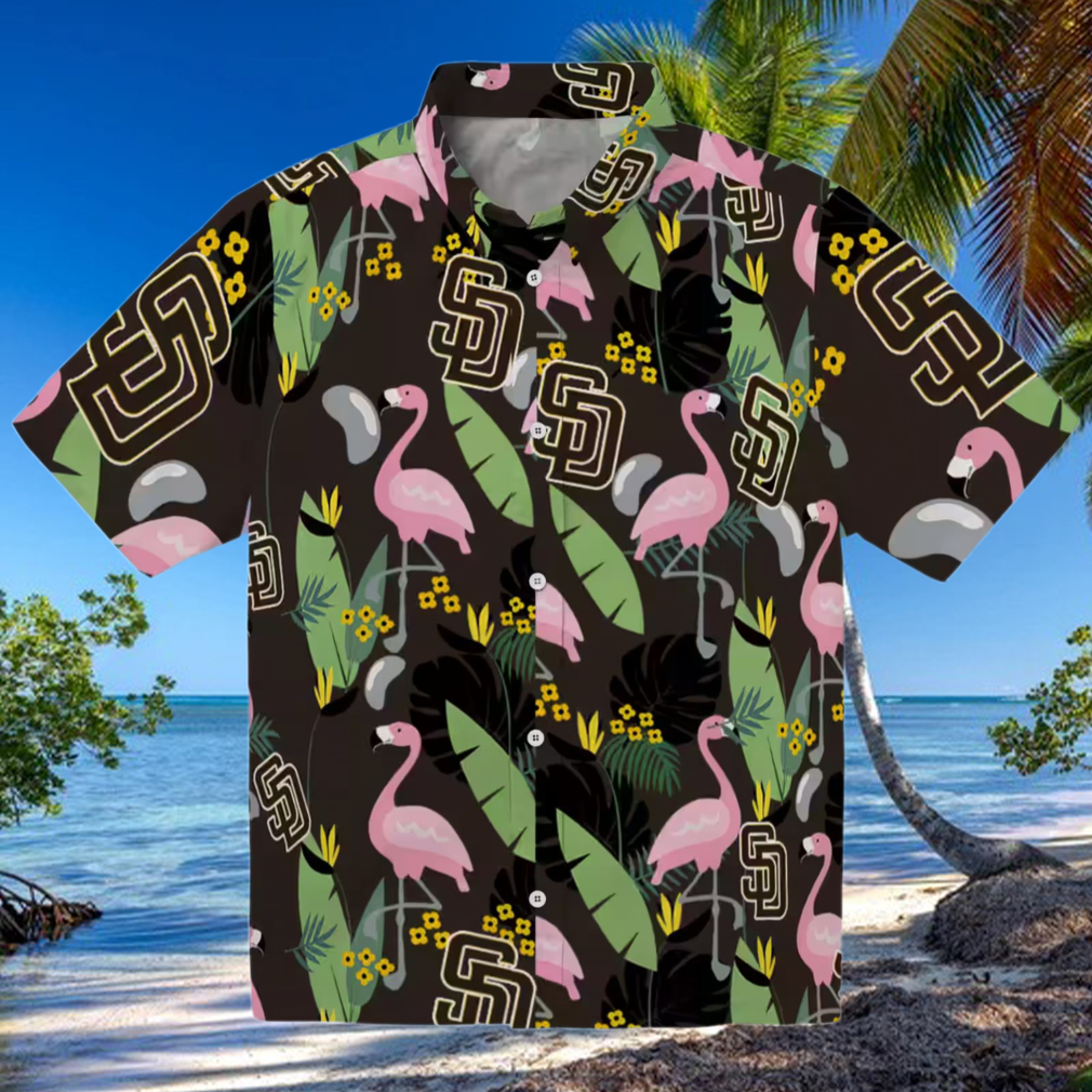 Men’s San Diego Padres Tropical Shirt Brown Flamingo Summer Apparel Men’s San Diego Padres Tropical Shirt Brown Flamingo Summer Apparel