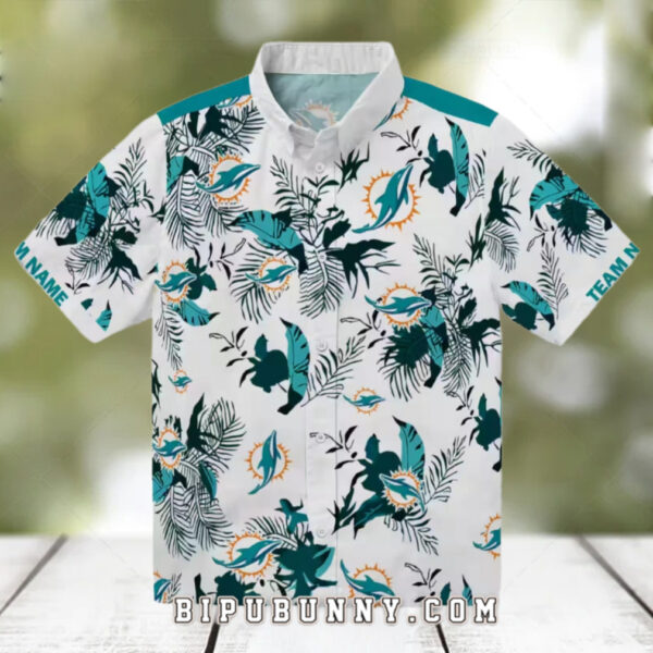 Miami Dolphins Botanical Aqua Theme Hawaiian Shirt