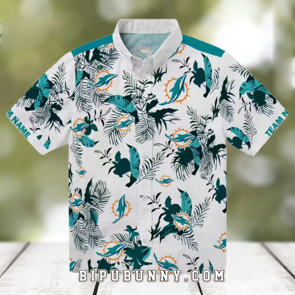 Miami Dolphins Botanical Aqua Theme Hawaiian Shirt Miami Dolphins Botanical Aqua Theme Hawaiian Shirt