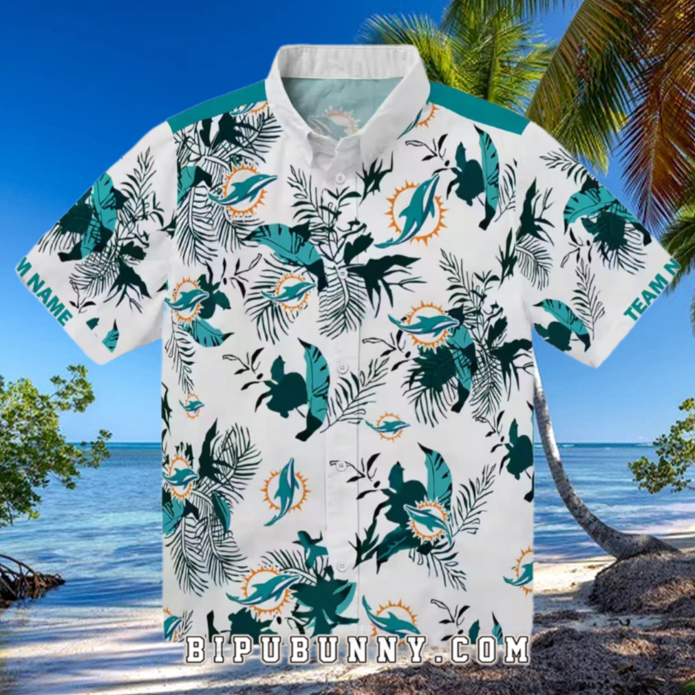 Miami Dolphins Botanical Aqua Theme Hawaiian Shirt Miami Dolphins Botanical Aqua Theme Hawaiian Shirt