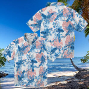 Miami Marlins Beach Short Sleeve Shirt for Men   Tropical Blue White MLB Fan Clothing   Sunflowers