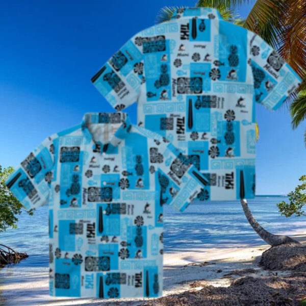 Miami Marlins Blue Floral Hawaiian Shirt   MLB Summer Vacation Outfit
