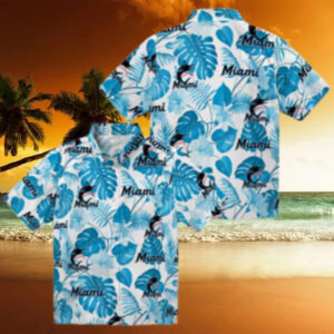 Miami Marlins Floral Button Up Shirt   Summer Tropical MLB Gift for Dad & Fans