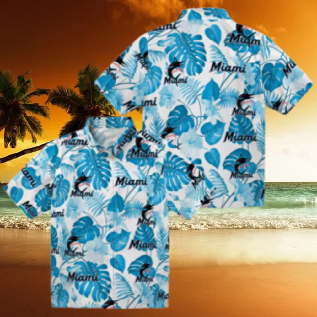 Miami Marlins Floral Button Up Shirt Summer Tropical MLB Gift for Dad & Fans Miami Marlins Floral Button Up Shirt Summer Tropical MLB Gift for Dad & Fans