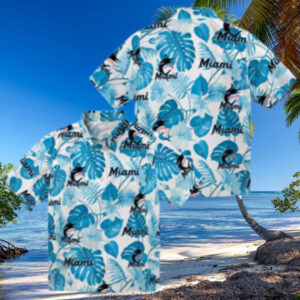 Miami Marlins Floral Button Up Shirt   Summer Tropical MLB Gift for Dad & Fans