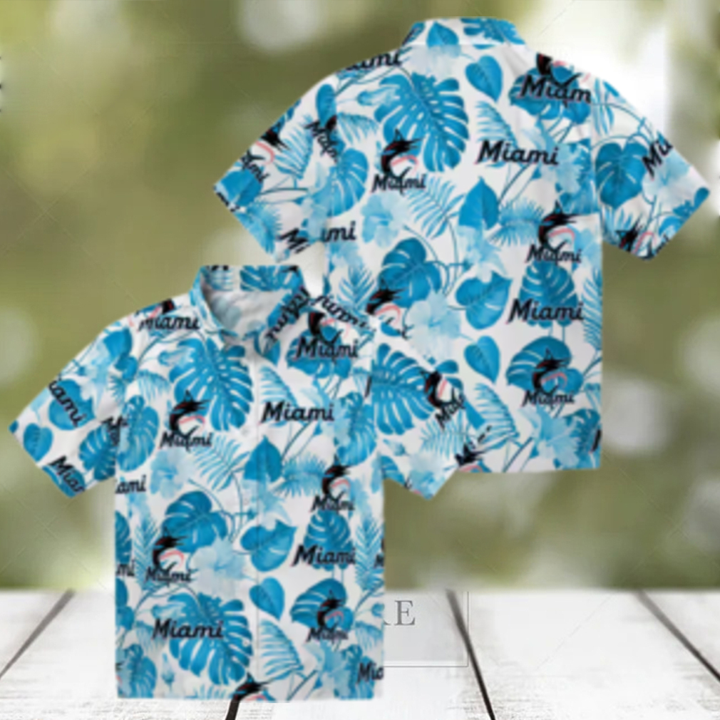 Miami Marlins Floral Button Up Shirt Summer Tropical MLB Gift for Dad & Fans Miami Marlins Floral Button Up Shirt Summer Tropical MLB Gift for Dad & Fans