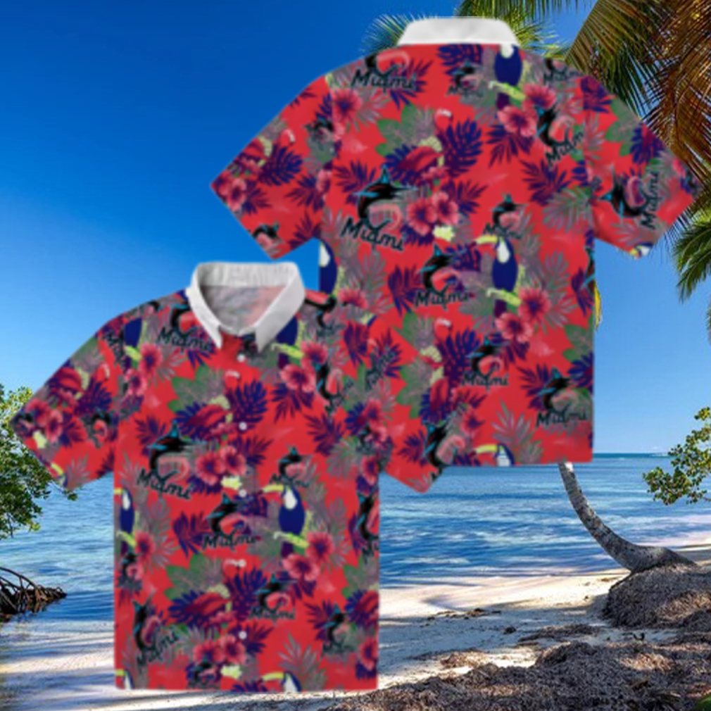 Miami Marlins Hawaiian Shirt for Baseball Fans Toucan Floral Print Miami Marlins Hawaiian Shirt for Baseball Fans Toucan Floral Print