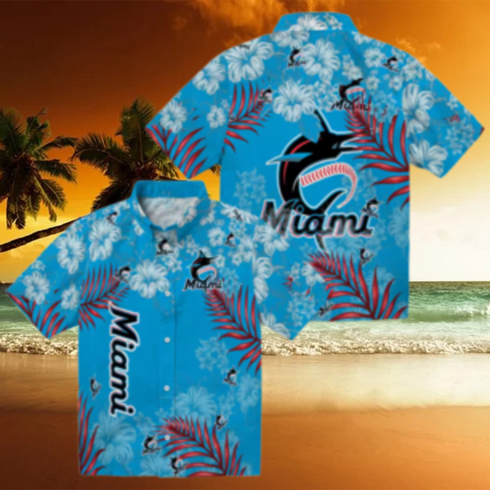 Miami Marlins Hibiscus Tropical Hawaiian Shirt MLB Fan Beach Shirt for Men Miami Marlins Hibiscus Tropical Hawaiian Shirt MLB Fan Beach Shirt for Men