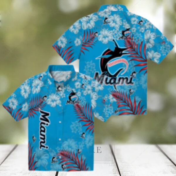 Miami Marlins Hibiscus Tropical Hawaiian Shirt   MLB Fan Beach Shirt for Men