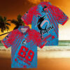 MLB Dodgers Tropical Hawaiian Shirt   Blue Red Aloha Toucan Design for Men