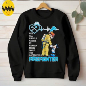 Mickey Mouse Detroit Lions Not All Angels Reside In Heaven Many Walk The Battlefield Firefighter Shirt