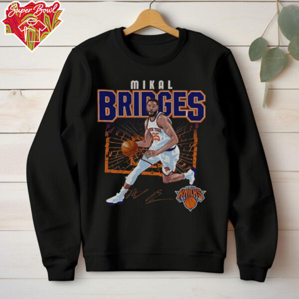 Mikal Bridges cartoon New York Knicks player basketball signature shirt