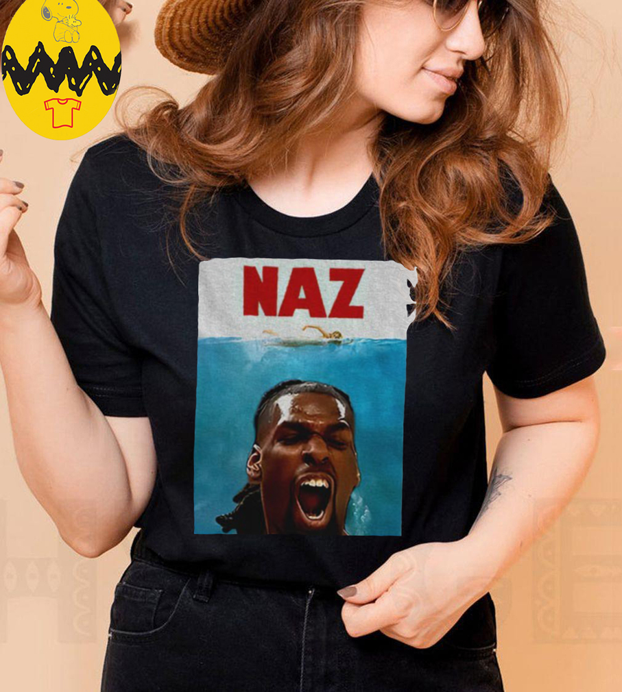 Minnesota Timberwolves Naz Reid Graphic x Jaws poster shirt Minnesota Timberwolves Naz Reid Graphic x Jaws poster shirt