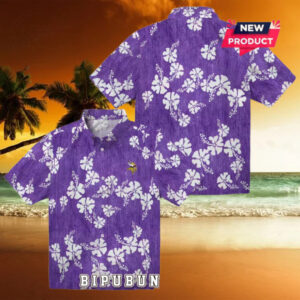 Minnesota Vikings Purple Hibiscus Clusters Hawaiian Shirt
