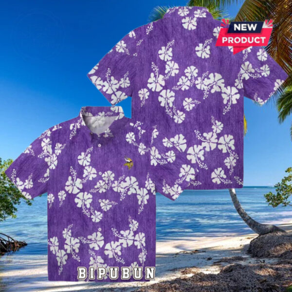 Minnesota Vikings Purple Hibiscus Clusters Hawaiian Shirt
